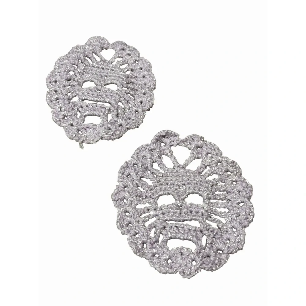 Handmade Crochet Coasters SKULLS lavender purple set of 2